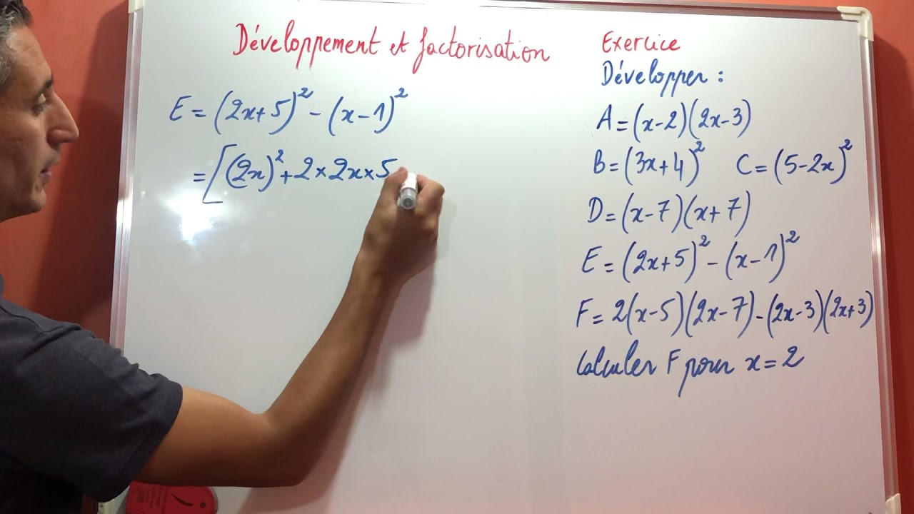 Développement et factorisation partie1: Exercice corrigé de développement