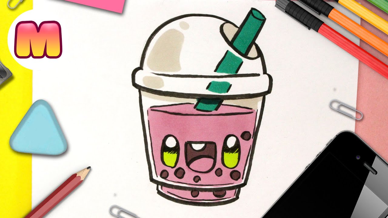 COMO DIBUJAR UN BUBBLE TEA KAWAII 💖  Dibujos kawaii faciles 💖 Aprender a dibujar con Jape