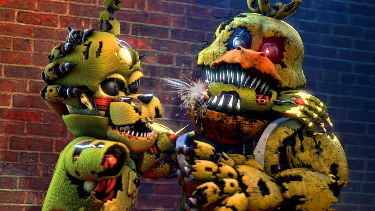 FNaF Nightmare против Scrap Animatronics