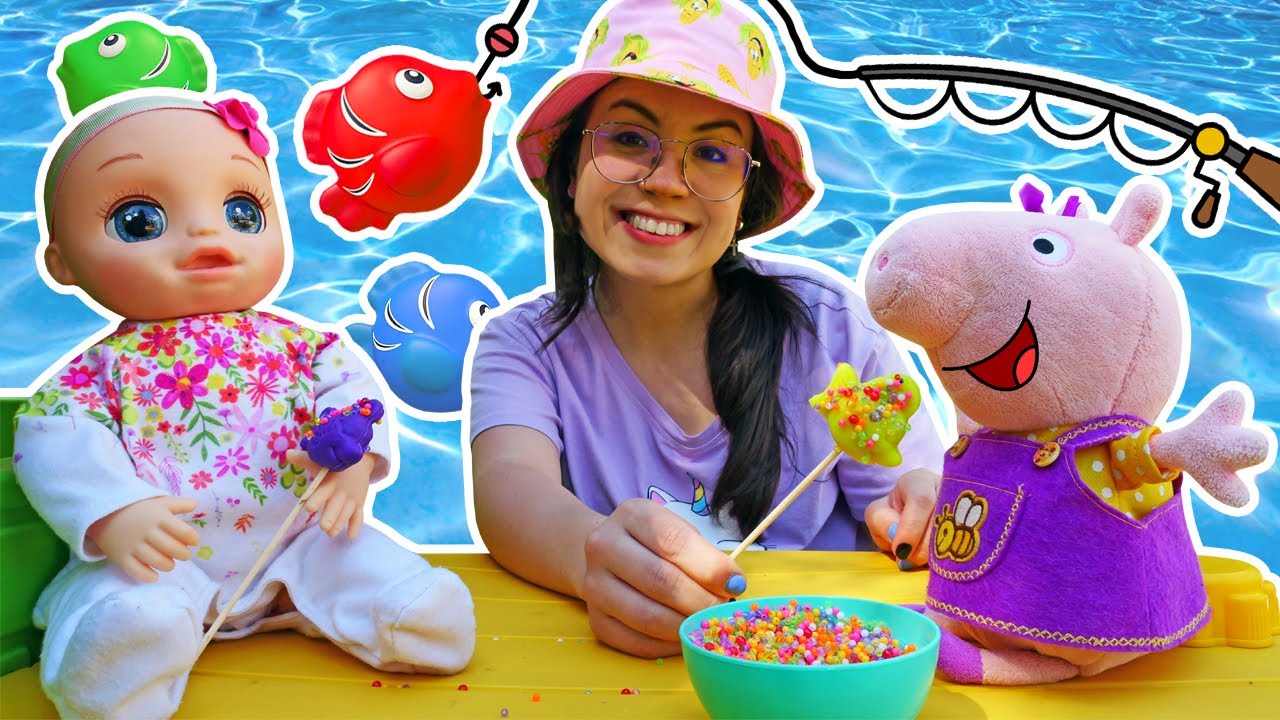 Hacemos piruletas en forma de pez con Peppa y Alive. Vídeos de juguetes para bebés.