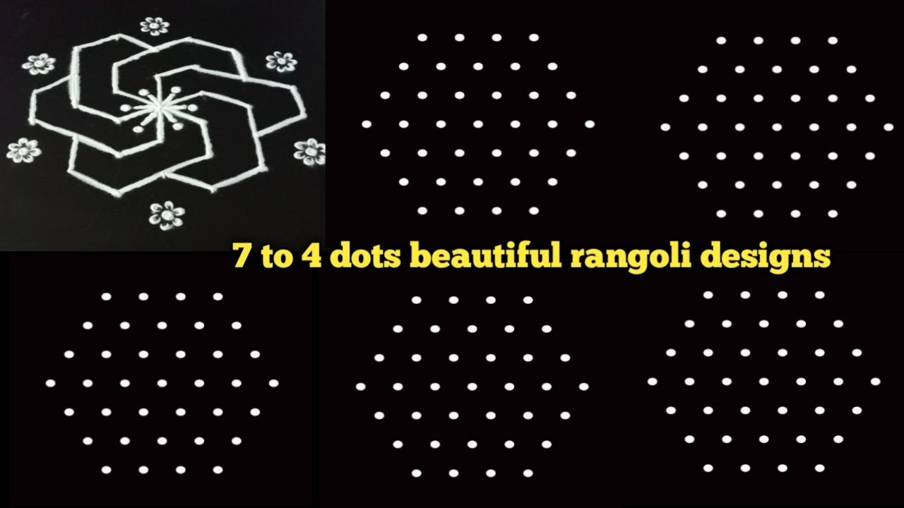 7×4 dots simple muggulu|7 days 7 rangoli designs|7 நாள் 7 கோலங்கள்|7 dots kolam|latest rangoli|small