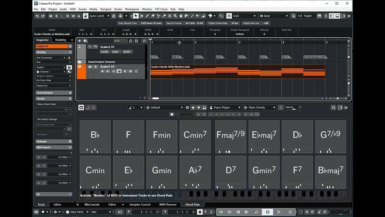 Scaler Chords into Cubase Chord Pads