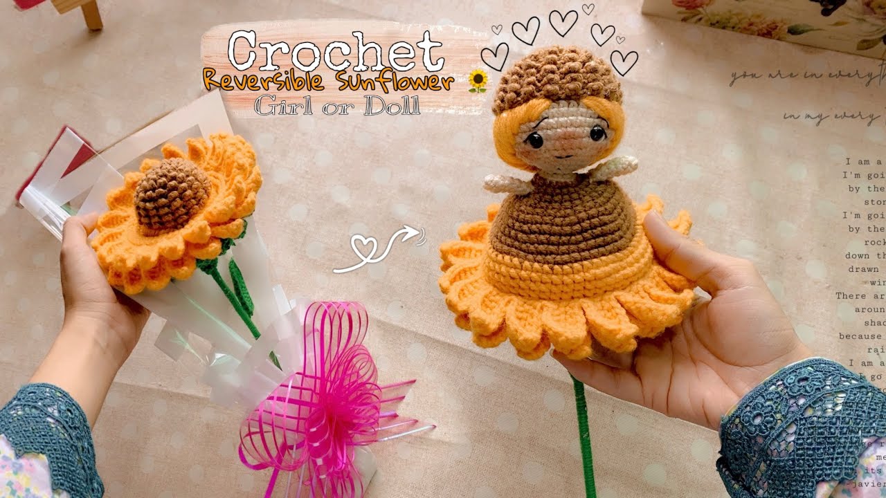 Crochet Reversible SunFlower 🌻 Doll | crochet Sunflower turns into a doll 🪆| crochet flower #viral 