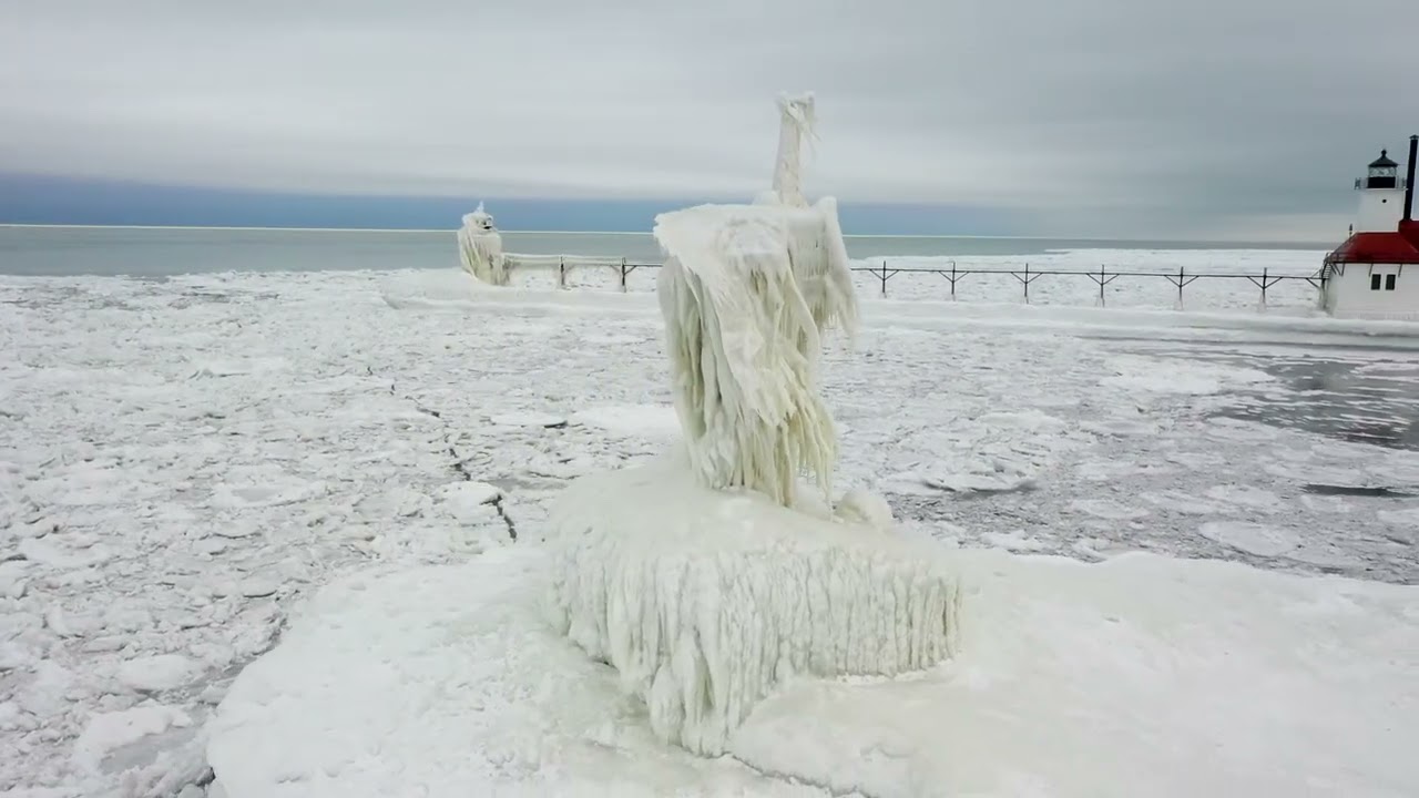 35-foot-tall St. Joseph Lighthouse encased in ice after polar vortex