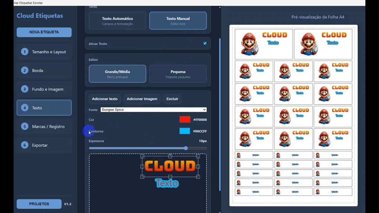 CloudApp - Premium - Criador de Etiqueta Escolar