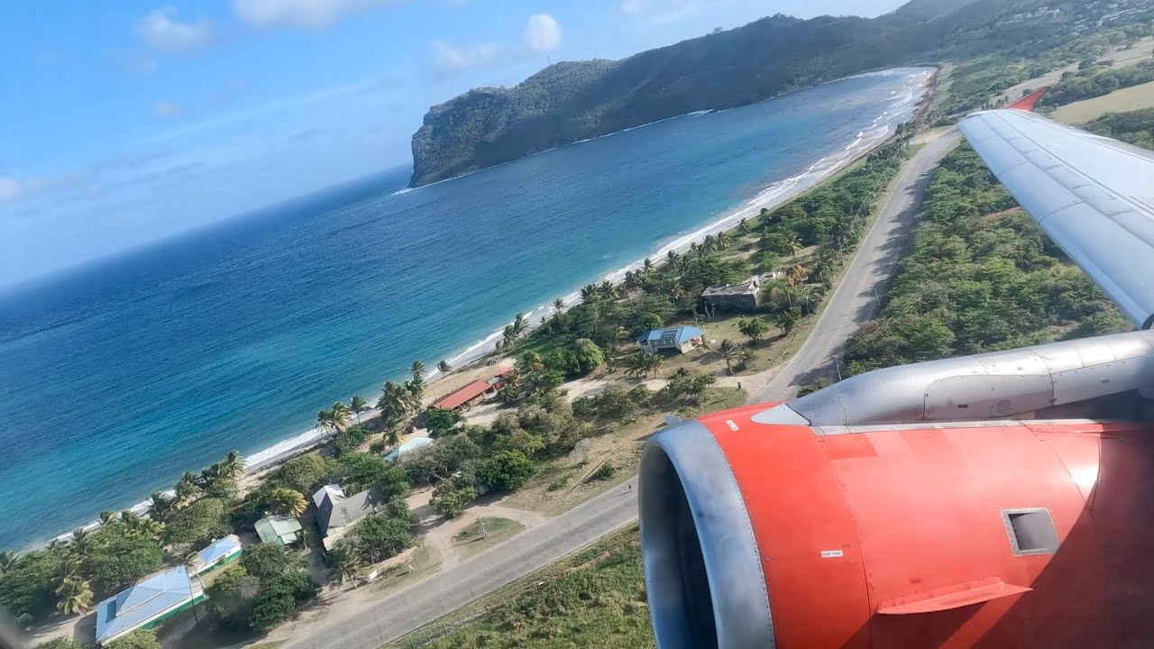 Takeoff from Vieux Fort, St. Lucia | Air Canada Rouge A319
