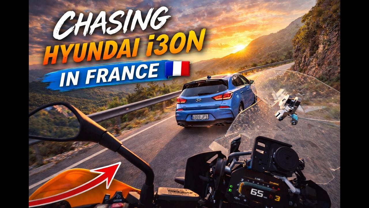 Chasing a Hyundai i30N with BMW R1250GS on Mountain Roads in France 🏎️🏍️