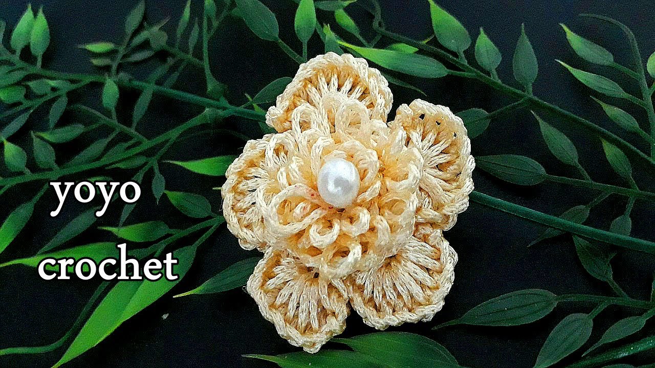 وردة كروشية سهلة بغرزة الحلقات الطايرة - crochet flower - crochet rose#يويو كروشية