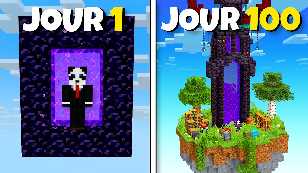 J'ai Survécu 100 Jours en Hardcore sur un Portail du Nether