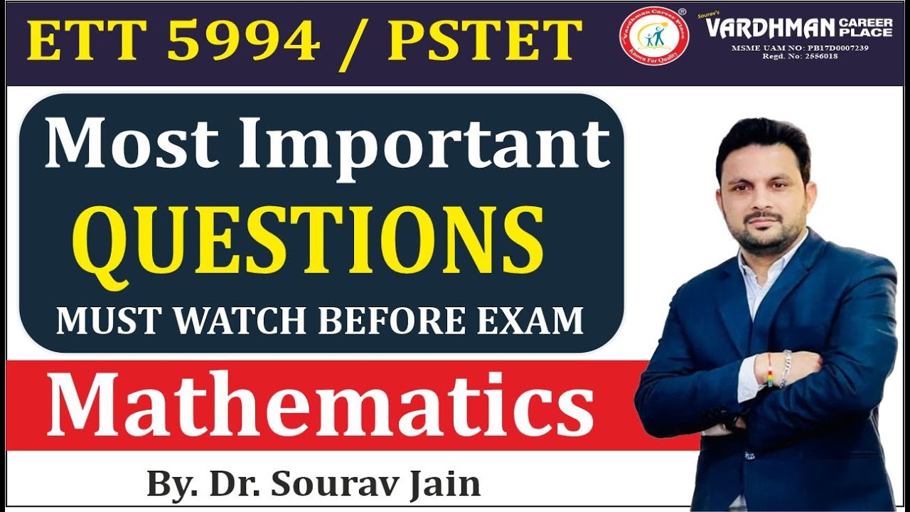 Most Important Questions (Mathematics) for ETT 5994 / PSTET 2023 Exam