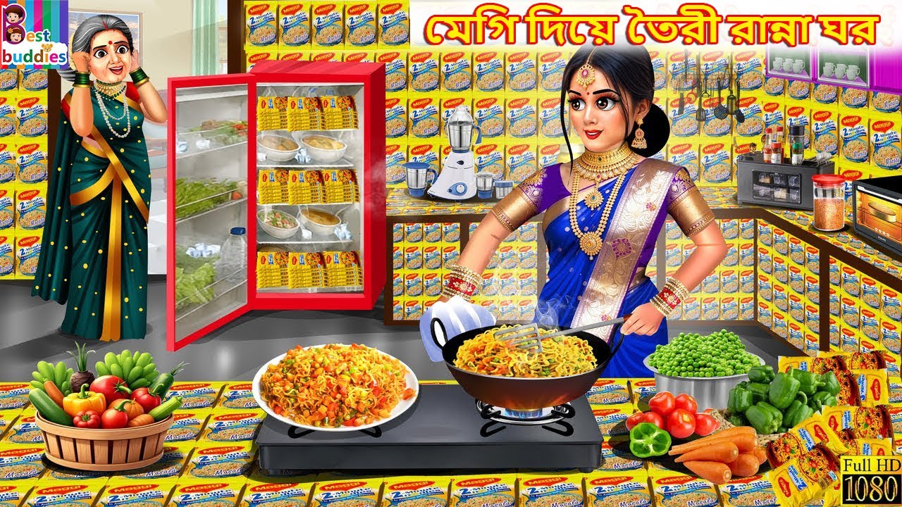 Maggie diye toiri rannaghor | মেগি দিয়ে তৈরী রান্না ঘর | Bengali Stories |Bengali Moral Story |Story
