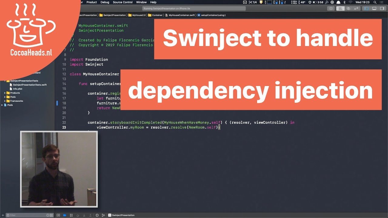 Swinject для обработки внедрения зависимостей, Фелипе Гарсия (английский)