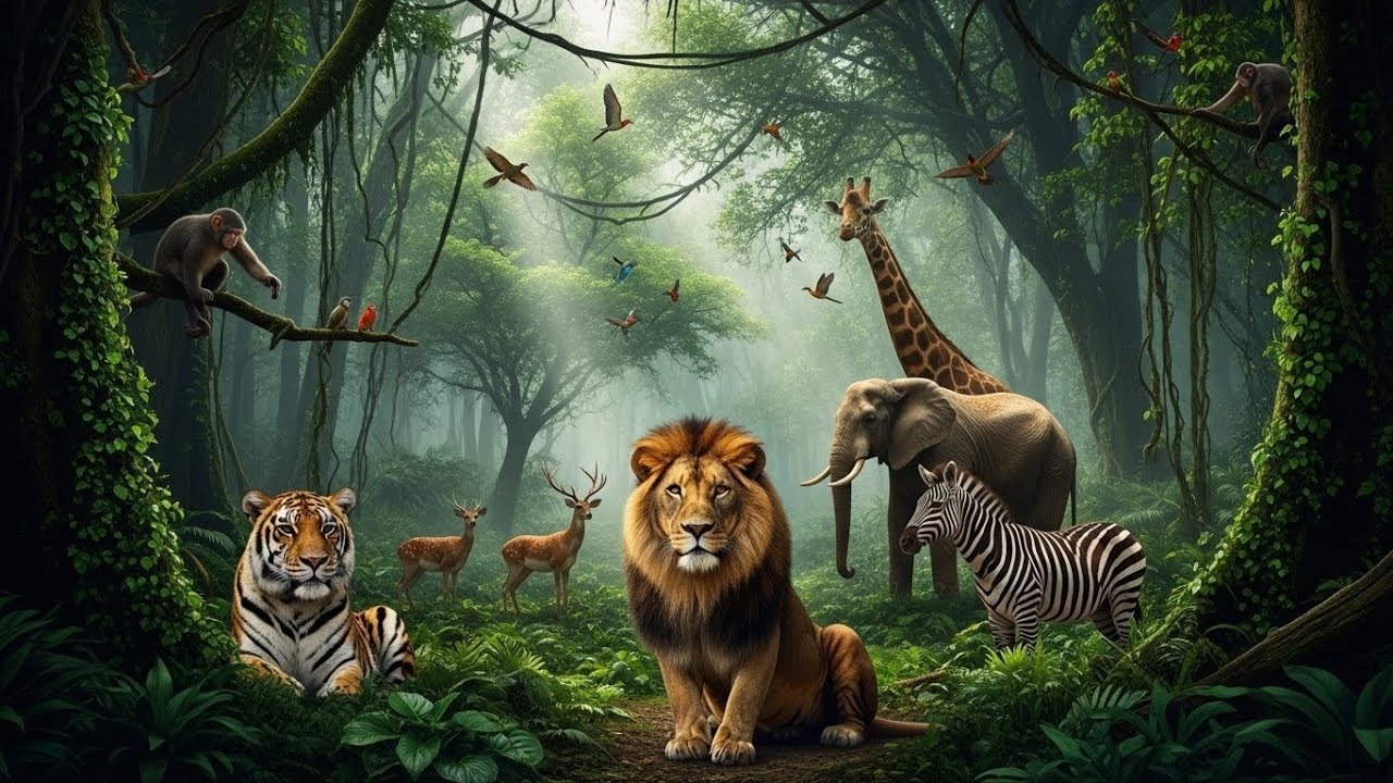 Jungle Wildlife Scene 🌿 | Lion, Tiger, Elephant & More | Nature Documentary#jungleanimals