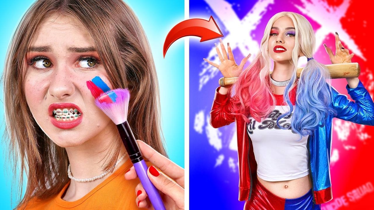 Menina Pobre Apaixonou-se Por Um Milionário! Transformação Extrema de Pobre em Harley Quinn Rica