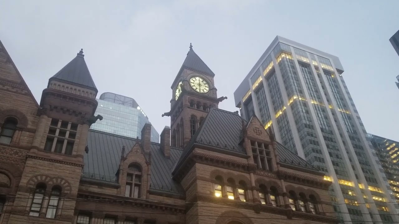 Toronto Old City Hall Clock Tower Strikes 6 o clock