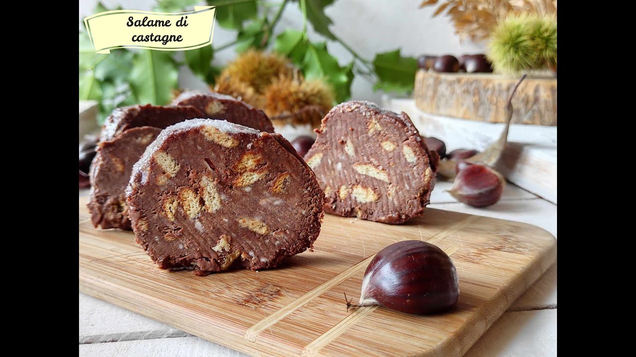 Salame di castagne con castagne bollite dolce autunnale