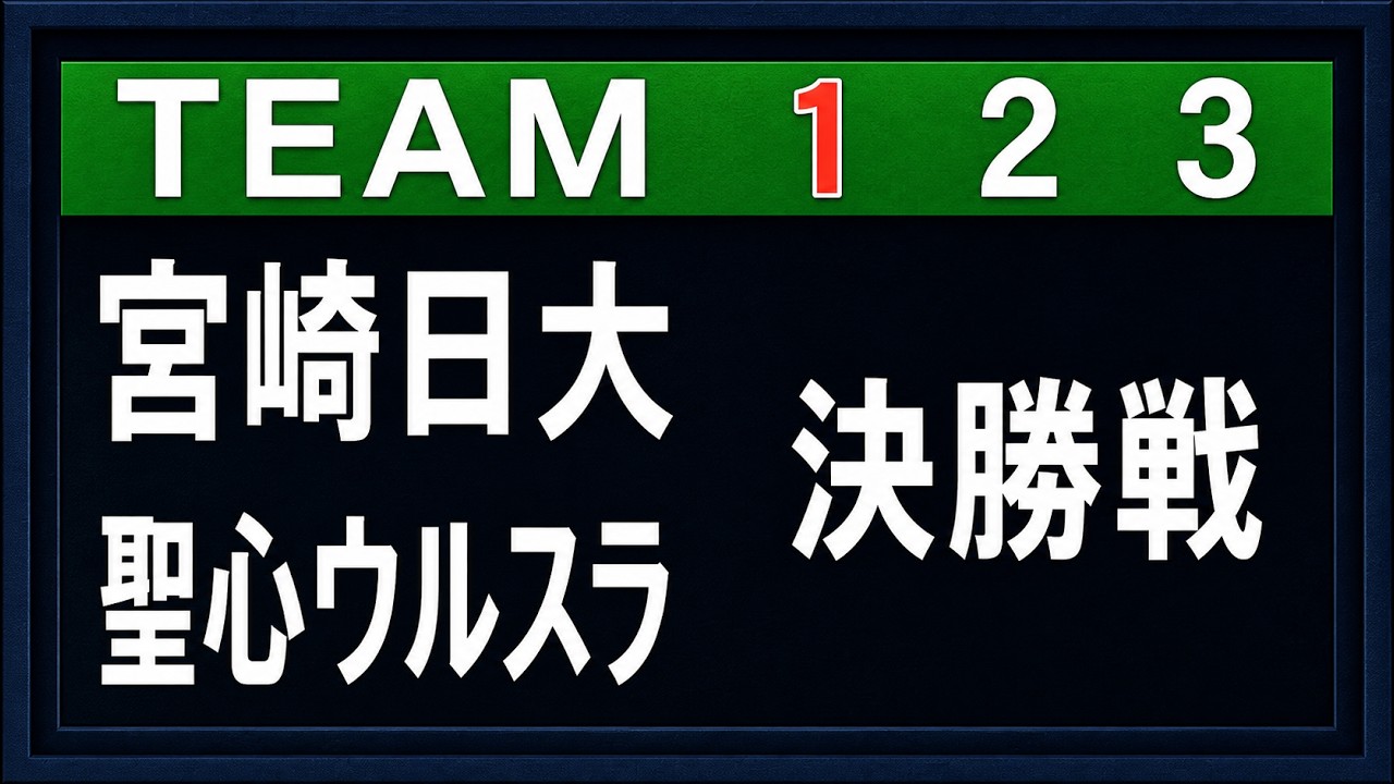 宮崎日大 vs 聖心ウルスラ ① [ 決勝戦 ] 2026年4月6日 第158回 九州地区高等学校野球大会宮崎県予選
