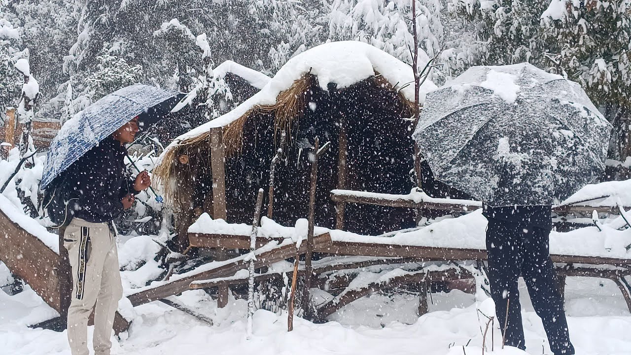 Life in Snow Nepali Hills | Family & Traditional Village  Food 