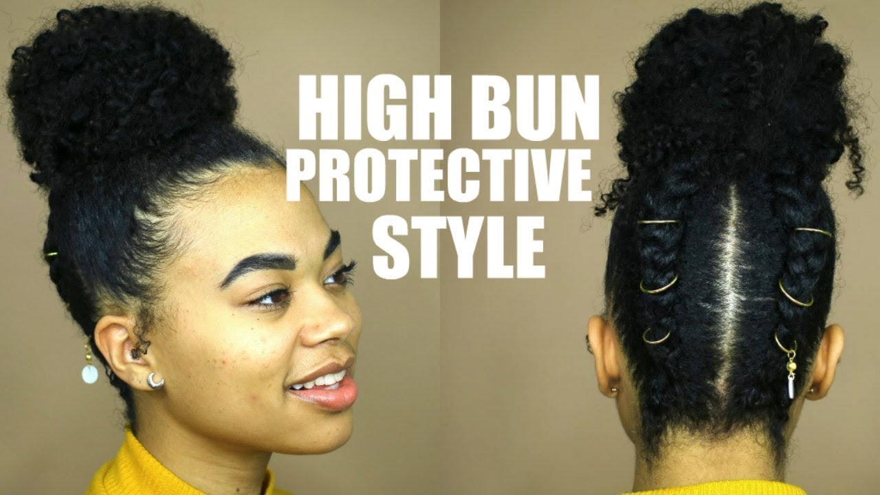 High Bun PROTECTIVE Style on SHORT Natural Hair