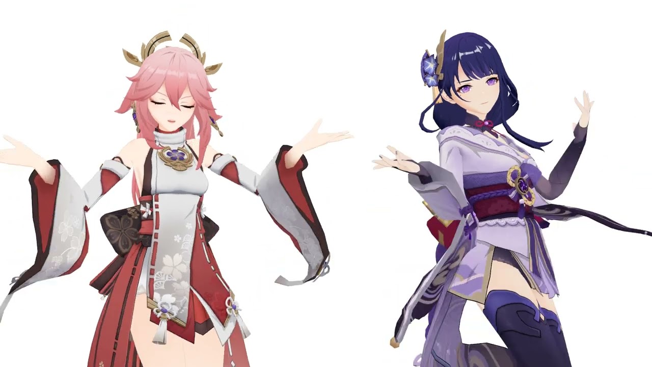 【MMD】- 雷電&八重神子 - 愛包ダンスホール【原神/Genshin Impact】