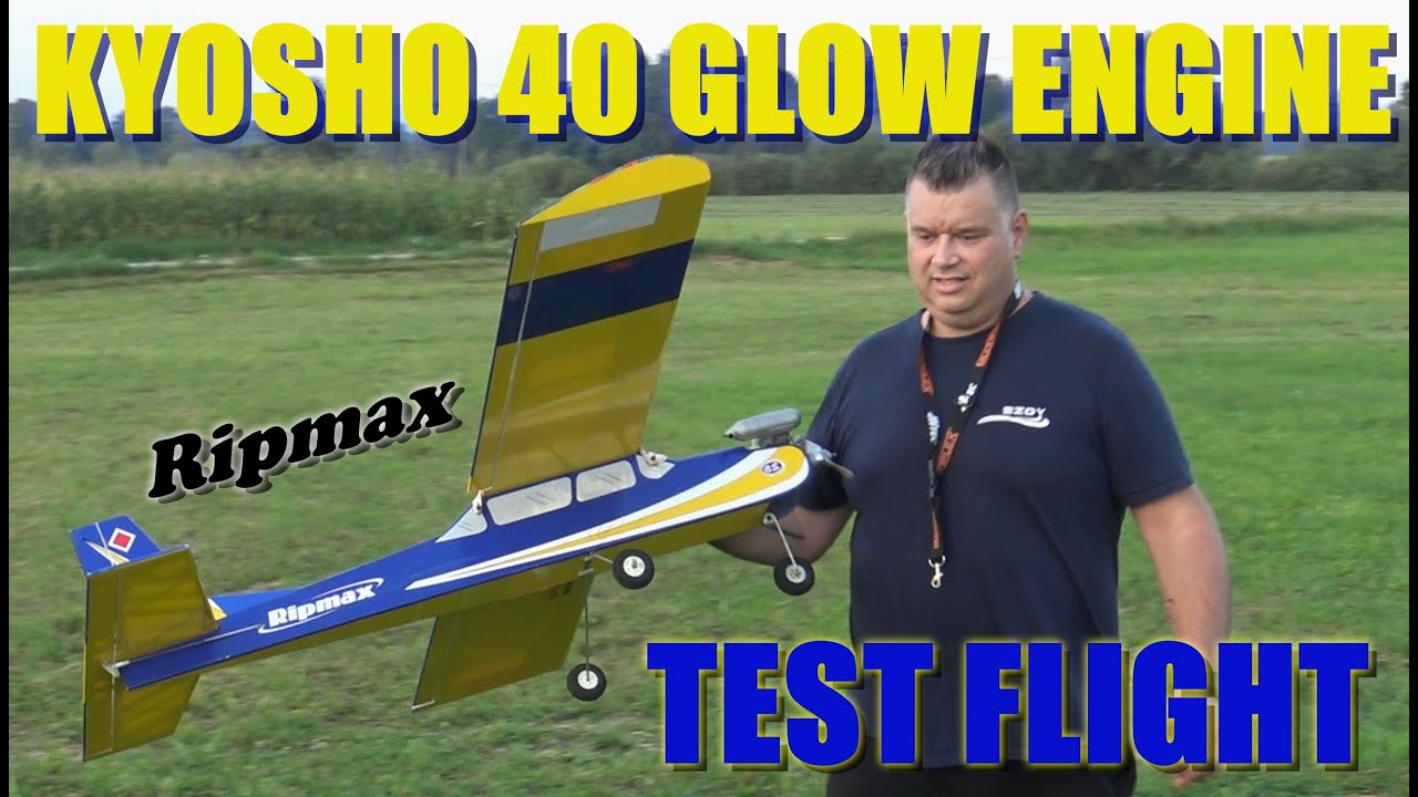 TEST FLIGHT with KYOSHO 40 glow engine & RIPMAX 1.5m balsa RC trainer plane
