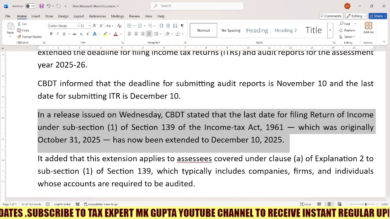 Finally due date of Audit & ITR filing extended !!!