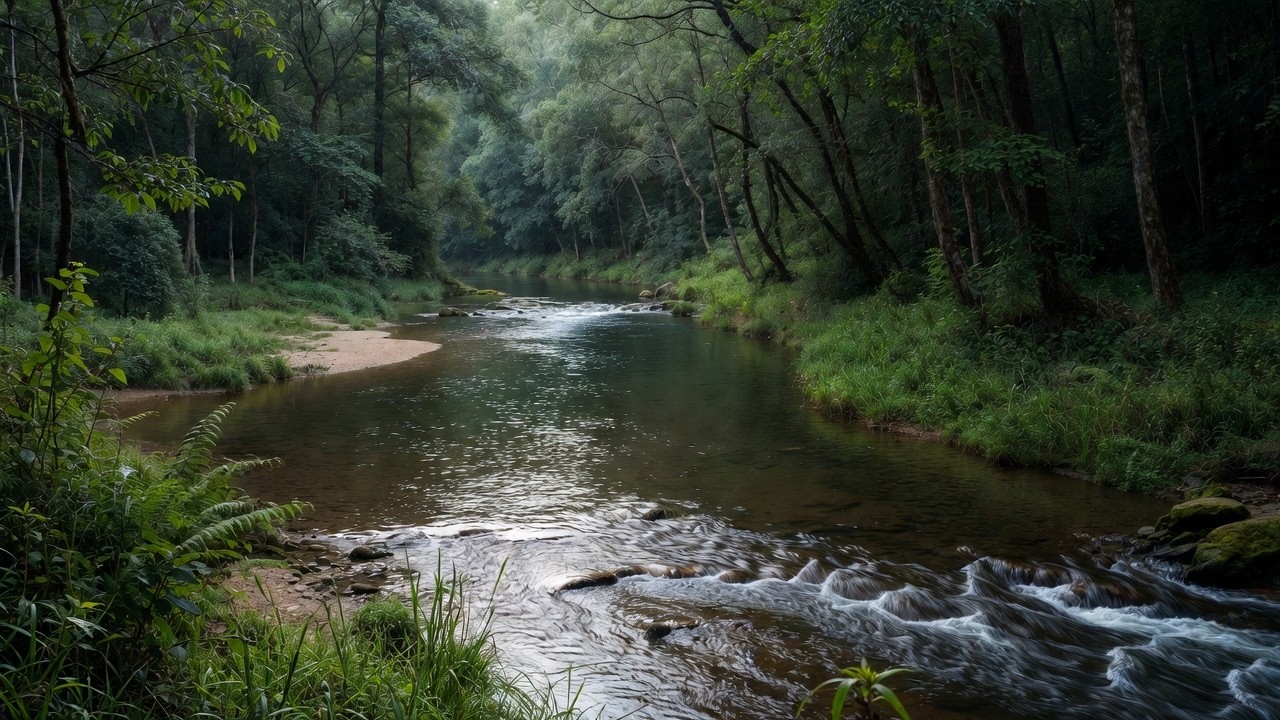 Peaceful River Flow 🌊 Natural White Noise for Sleep | No Music