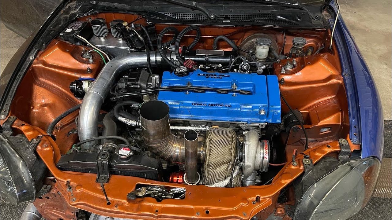 Honda Del Sol Turbo B16 производит более 400 л.с. Dyno Tune Tuning HTS