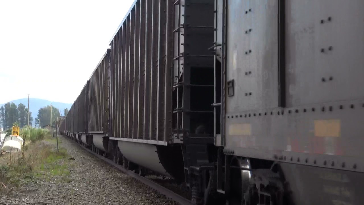 an empty CP coal crossing the Fraser River at Mission BC and heads out back to Sparwood BC
