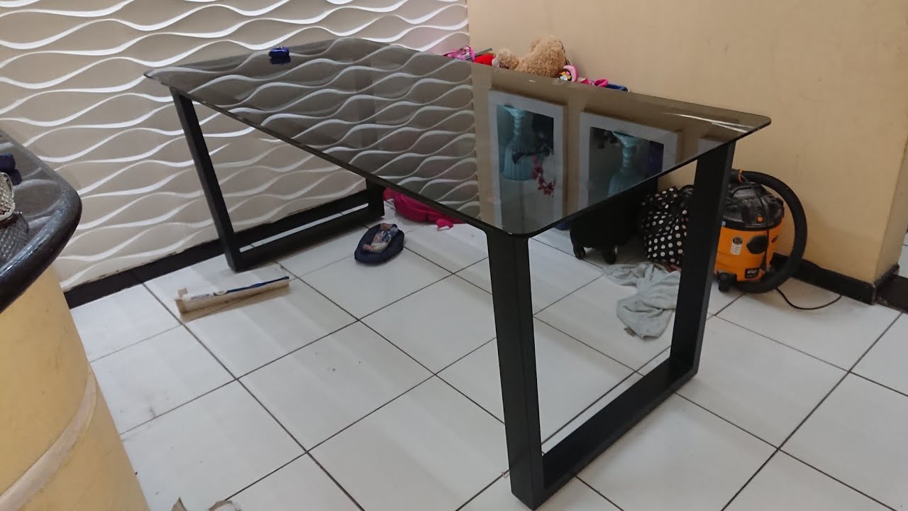 Mesa de Metalon com Tampo de Vidro ( Metalon 80x40 & Tampo de Vidro fumê 10mm )