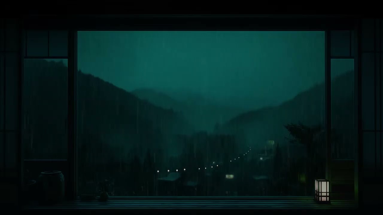 Gentle Rain Sounds on a Cabin Window  No Ads   Peaceful Dark Room for Deep Sleep & Relaxation