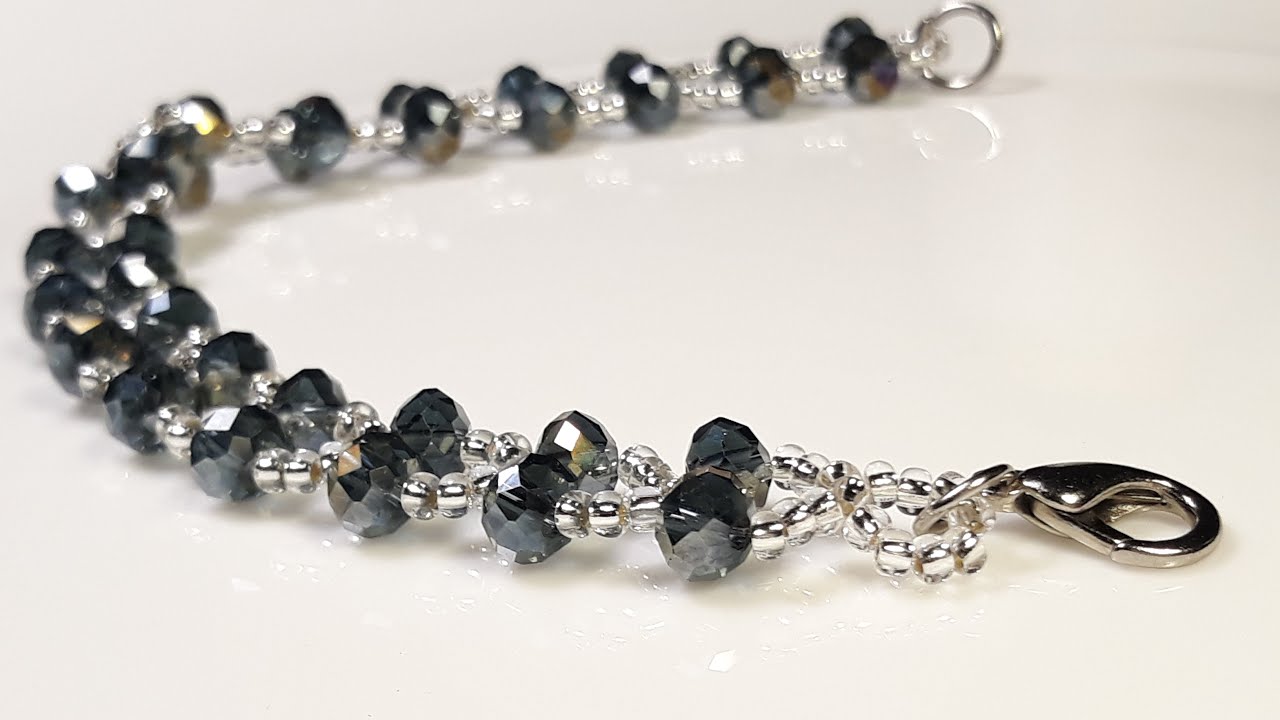 Elegante Pulsera de Mostacilla y Cristal...Clase #286!!!