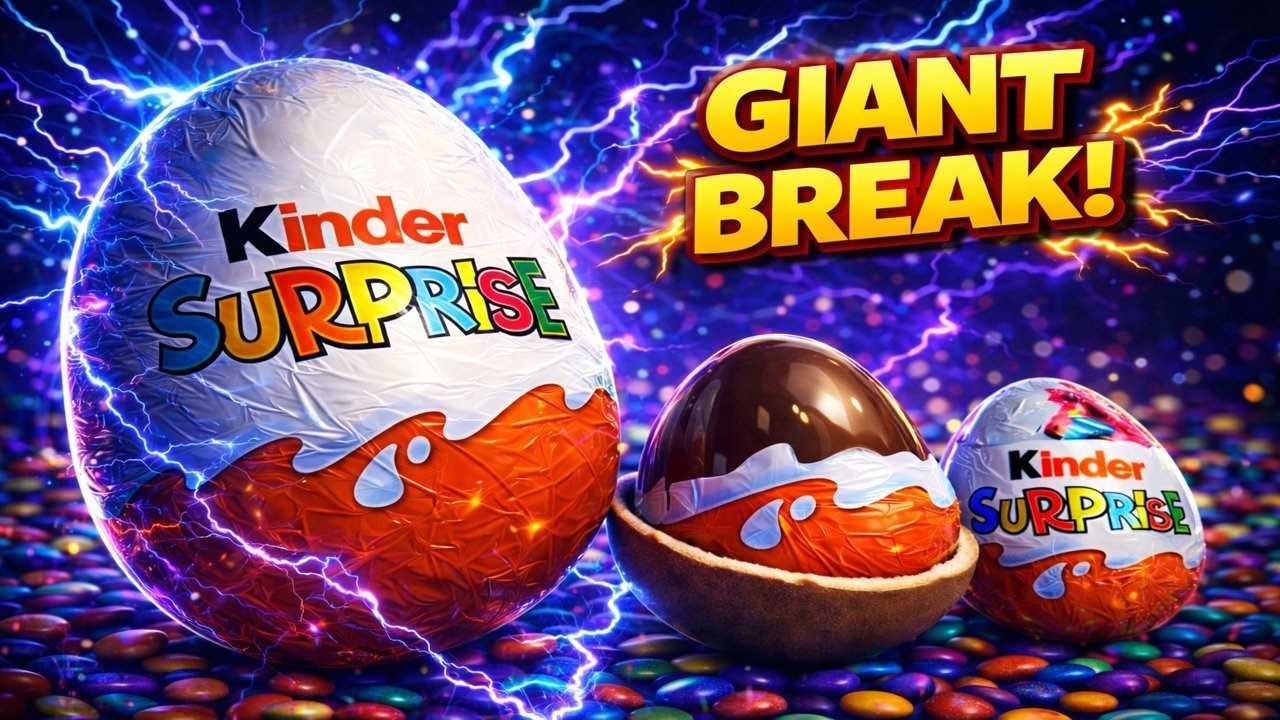 GIANT KINDER EXPLOSION ⚡ ASMR Chocolate BREAK (Insane Crunch Sounds) #asmr #chocolate #candy