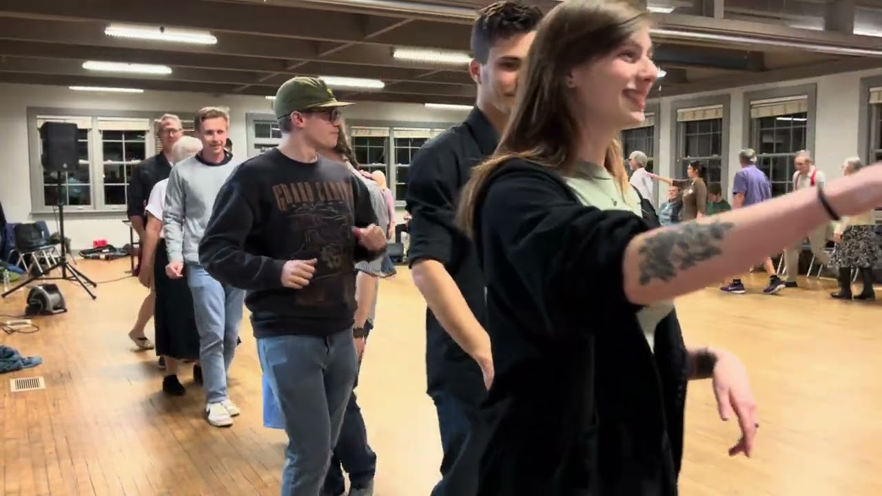 Athens Contra Dance, D2 Yellow Cat Jig (circle dance)  w/ walkthrough, with Lick Log String Band