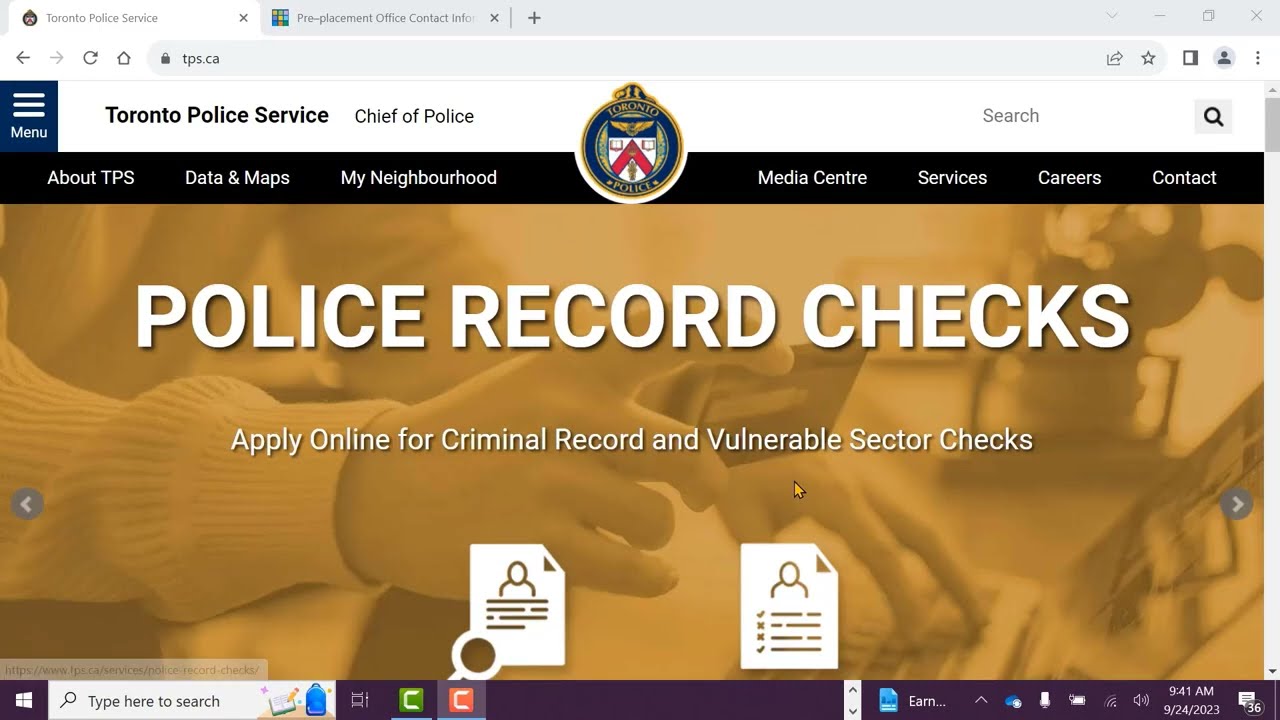 Vulnerable Sector Check Record Online Application Process