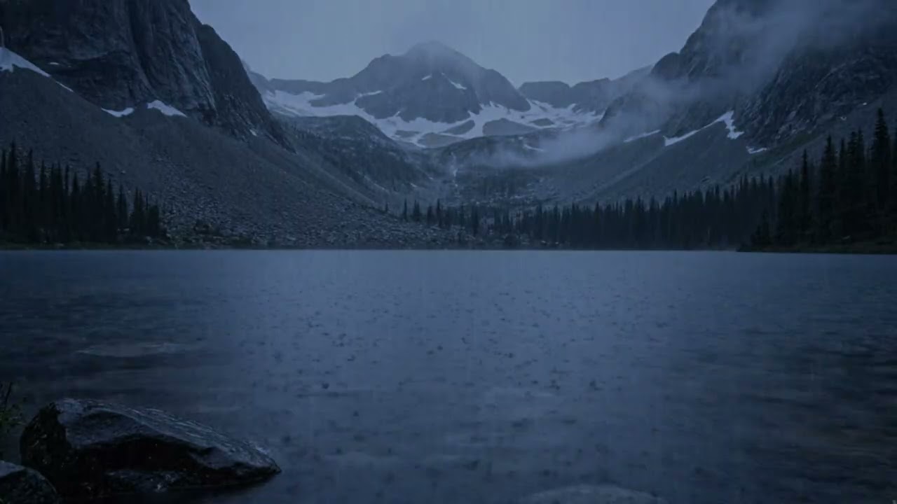 Peaceful Piano & Rain Sounds | 1 Hour Mountain Lake Rain for Deep Sleep & Relaxation