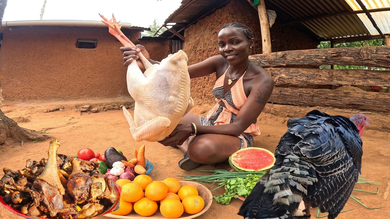 We Can't Grill Turkey in Oven  Like Americans But we can Cook it like this| Village Turkey Recipe 😋 