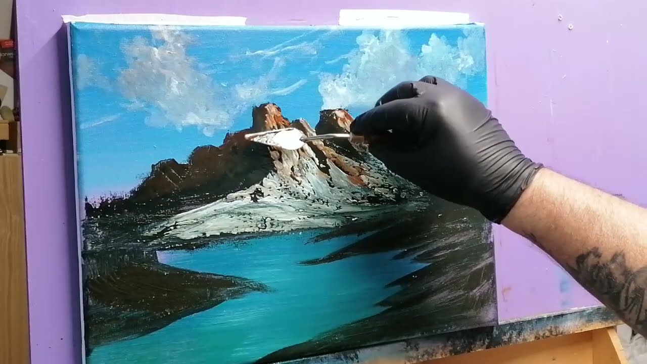 Paysage avec une montagne à l'acrylique avec Boris Huguenel