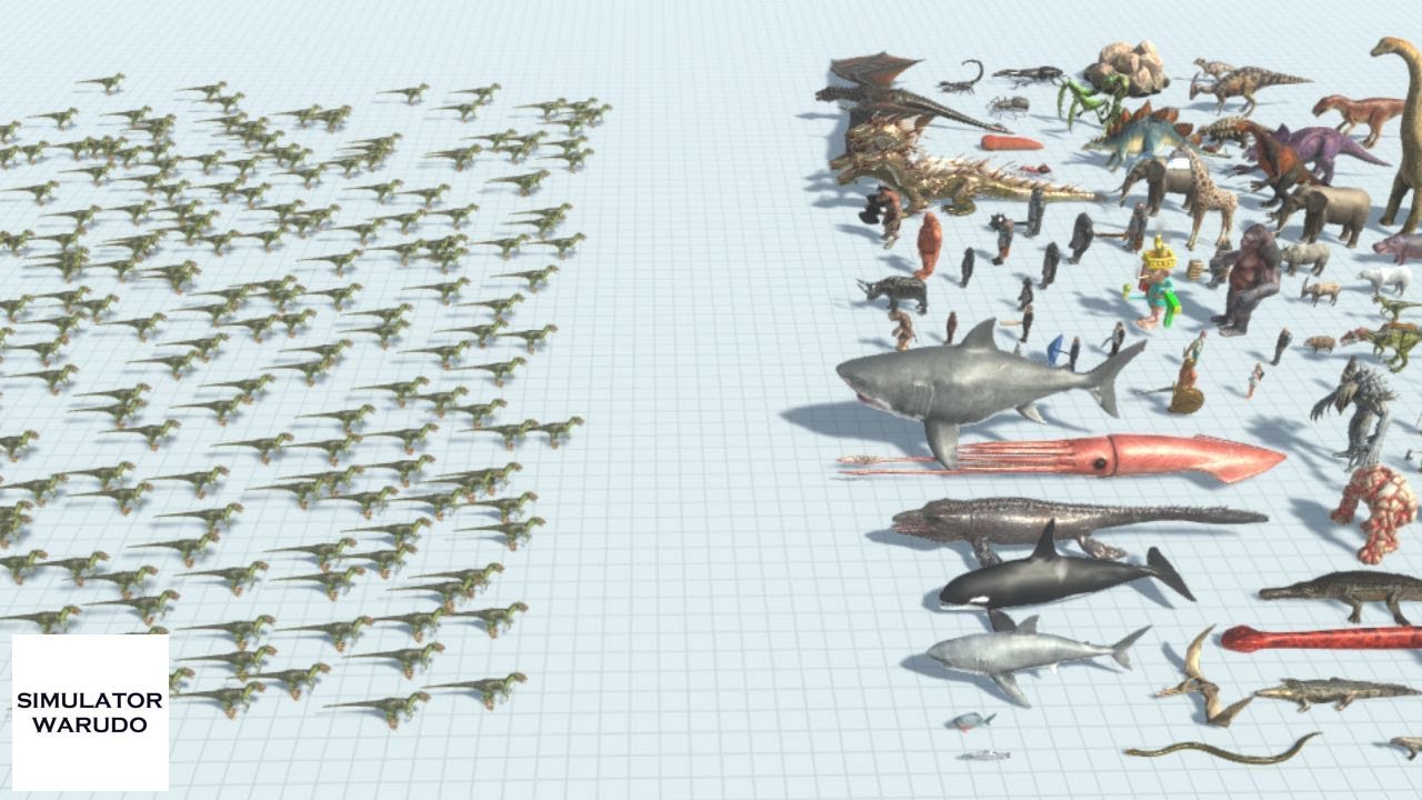 Sea of 200 Deinonychus vs ALL TEAMs Animal Revolt Battle Simulator