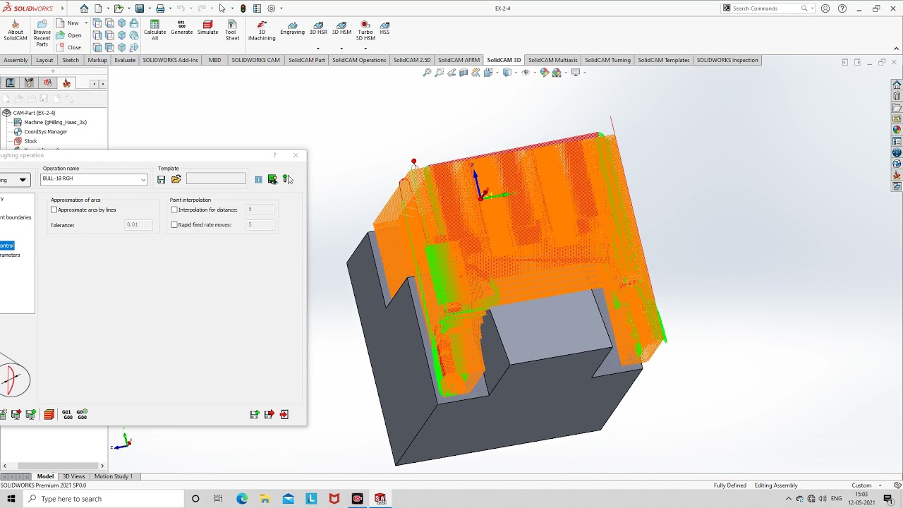 SOLID CAM 3D HSR CONTOUR ROUGHING TUTORIAL