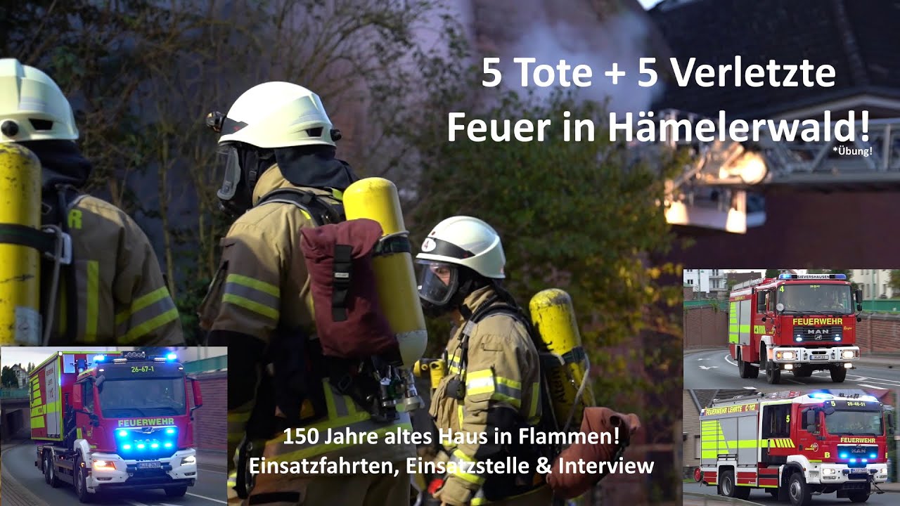 [5 TOTE + 5 VERLTZTE: 150 Jahre altes Haus in Flammen!] Feuerwehr-Großübung in Hämelerwald (Lehrte)
