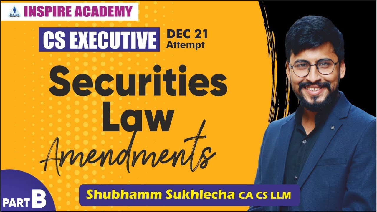 Securities Law Amendments for December 2021 || Part B || Shubhamm Sukhlecha (CA, CS, LLM)