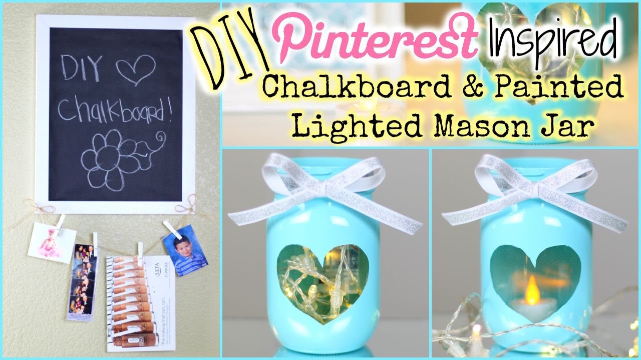 DIY: Pinterest Inspired Painted Lighted Mason Jar + DIY Chalkboard | Collab W/ Dearnessa