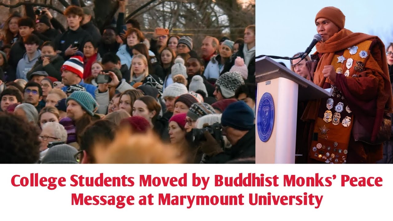 College Students Moved by Buddhist Monks’ Peace Message at Marymount University🕊️|Walk For Peace🕊️