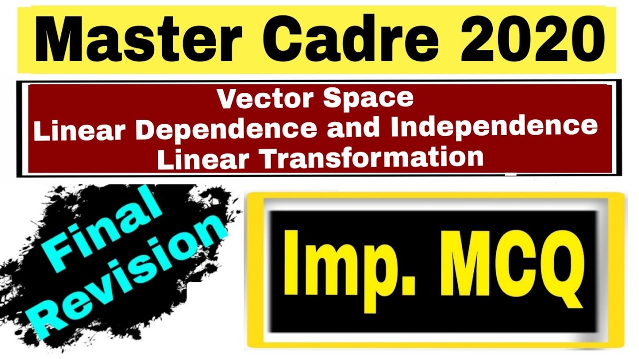 Vector Space - Most Important MCQ || For Master Cadre Maths 2020 || Tricks