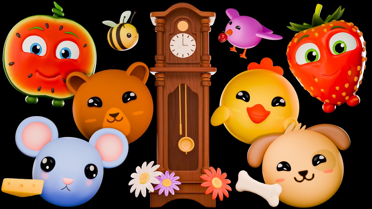 Hickory Dickory Dock 🕰️ Apprends à compter avec les Fruits Rigolos ! 🍎