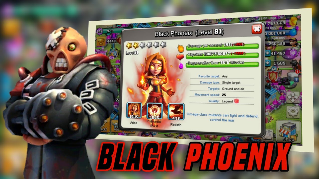 Clash Of Zombies - Black Phoenix Hero In Action Level 80!
