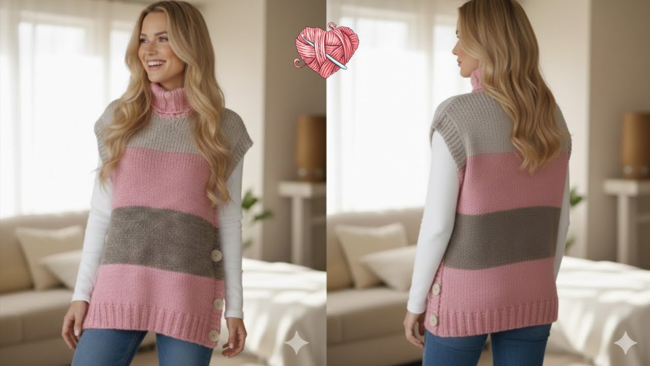 How to Knit the Easiest Sweater👚Tutorial🧶Beginner Knit #diy