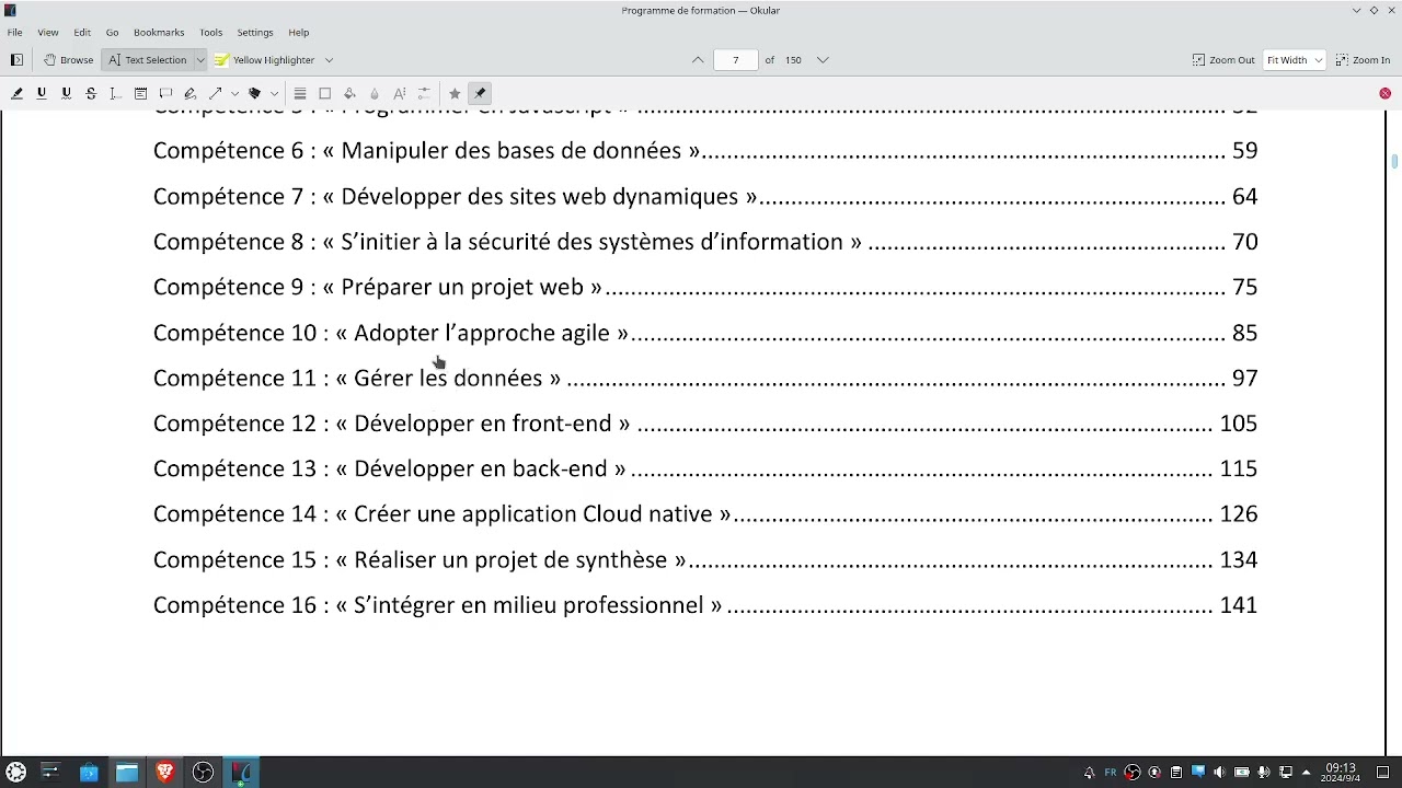 Modules  : FILIÈRE DÉVELOPPEMENT DIGITAL OPTION WEB FULL STACK