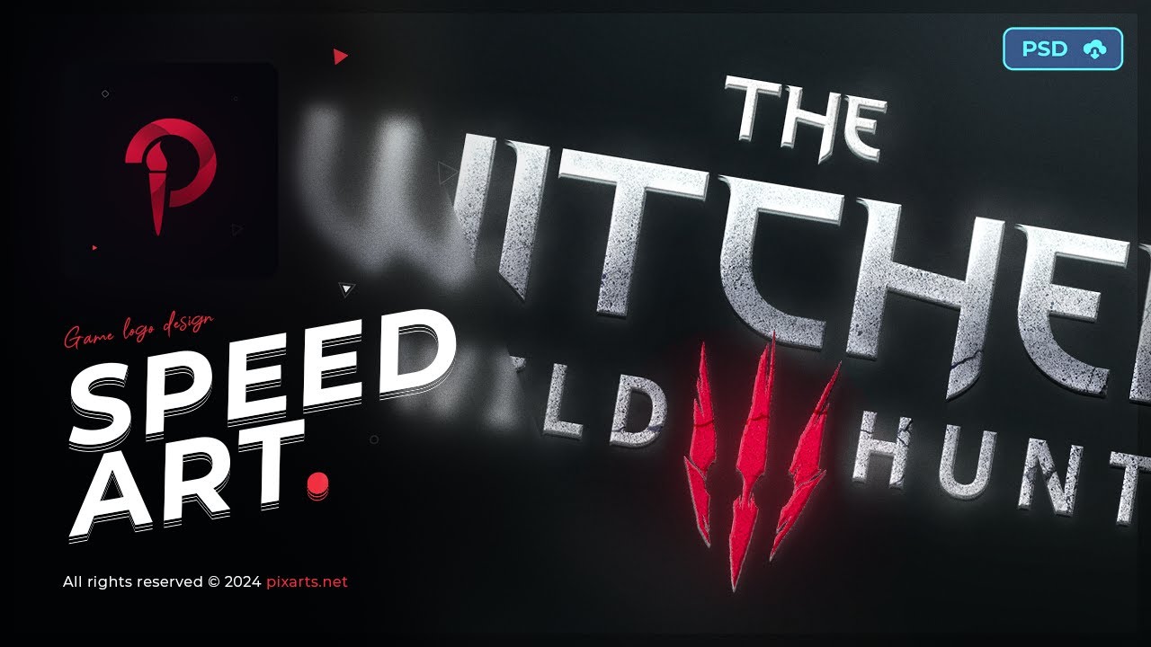[DOWNLOAD PSD] Creating MMORPG Game Logo Witcher 3 in PHOTOSHOP ● Speed Art
